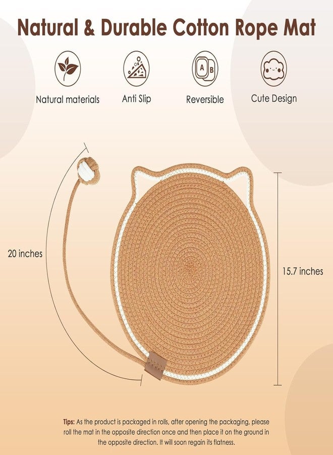 Hidak Cotton Rope Scratch Pad Round Horizontal Floor Scratching Mat for Indoor Cats Furniture Protector for Wall, Flsh, Couch, Carpets, Sofas - Image 2